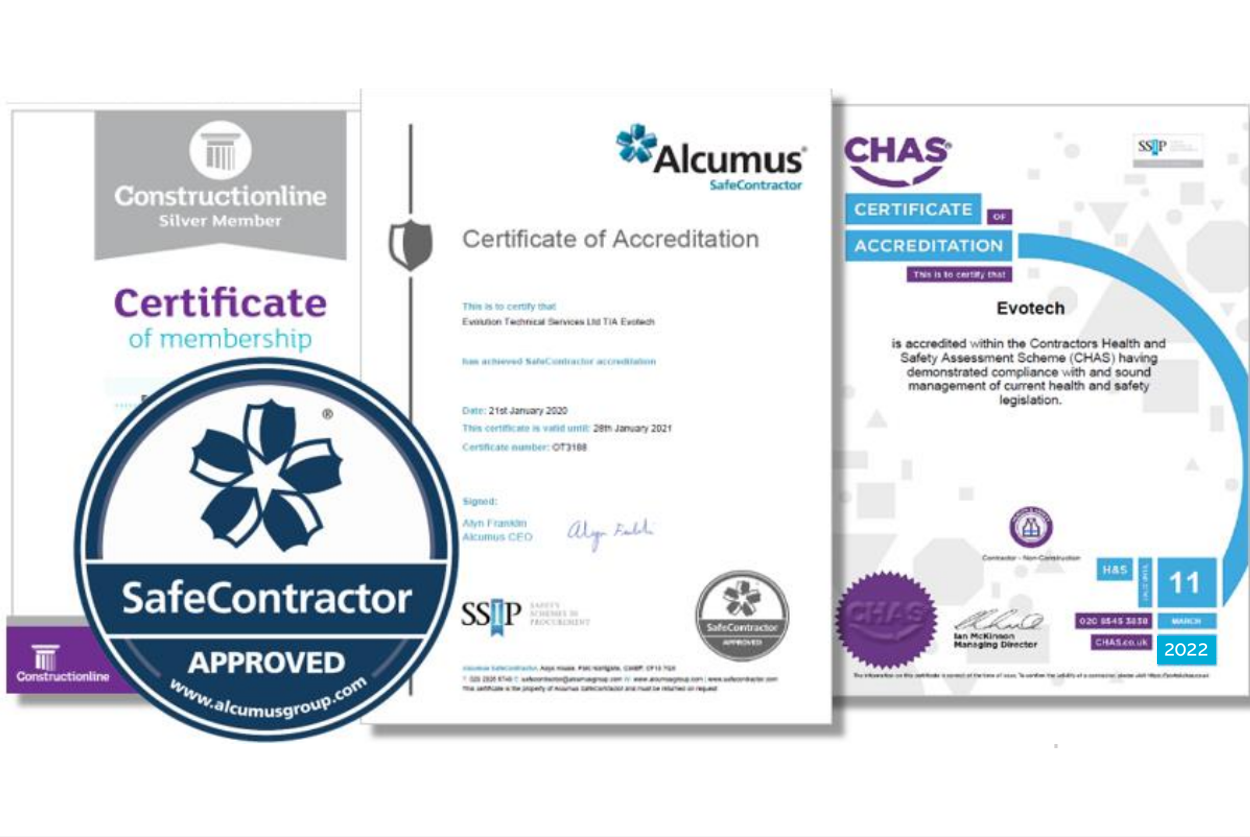 Evotech re-awarded trio of H&S accreditations